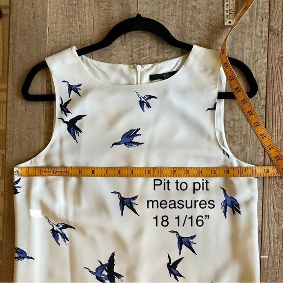 TIBI New York, SILK Shift Dress, Cream with ombré, Flying Crane pattern, Size 8 - Picture 11 of 11